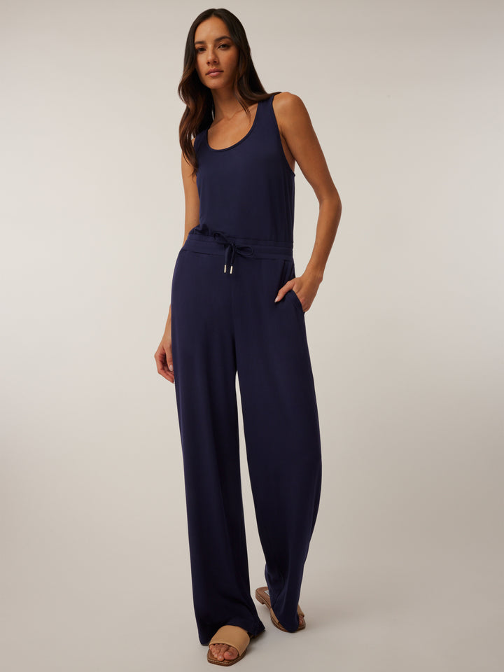 Womens Helena Jumpsuit Wide-Leg Luxe Drawstring Jumpsuit - Main Image