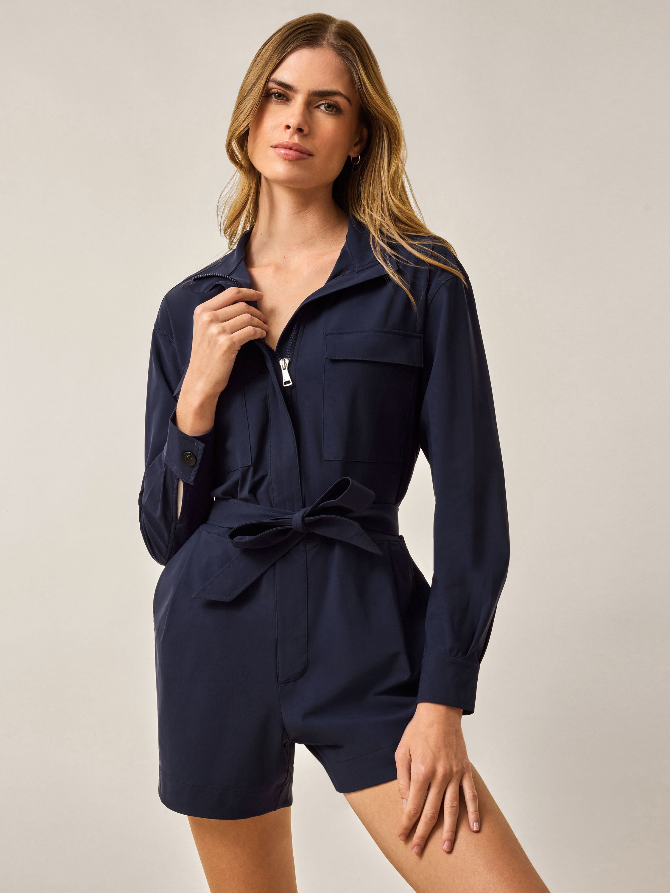 Womens Phoenix Romper - Performance Belted Romper | Greyson Clothiers
