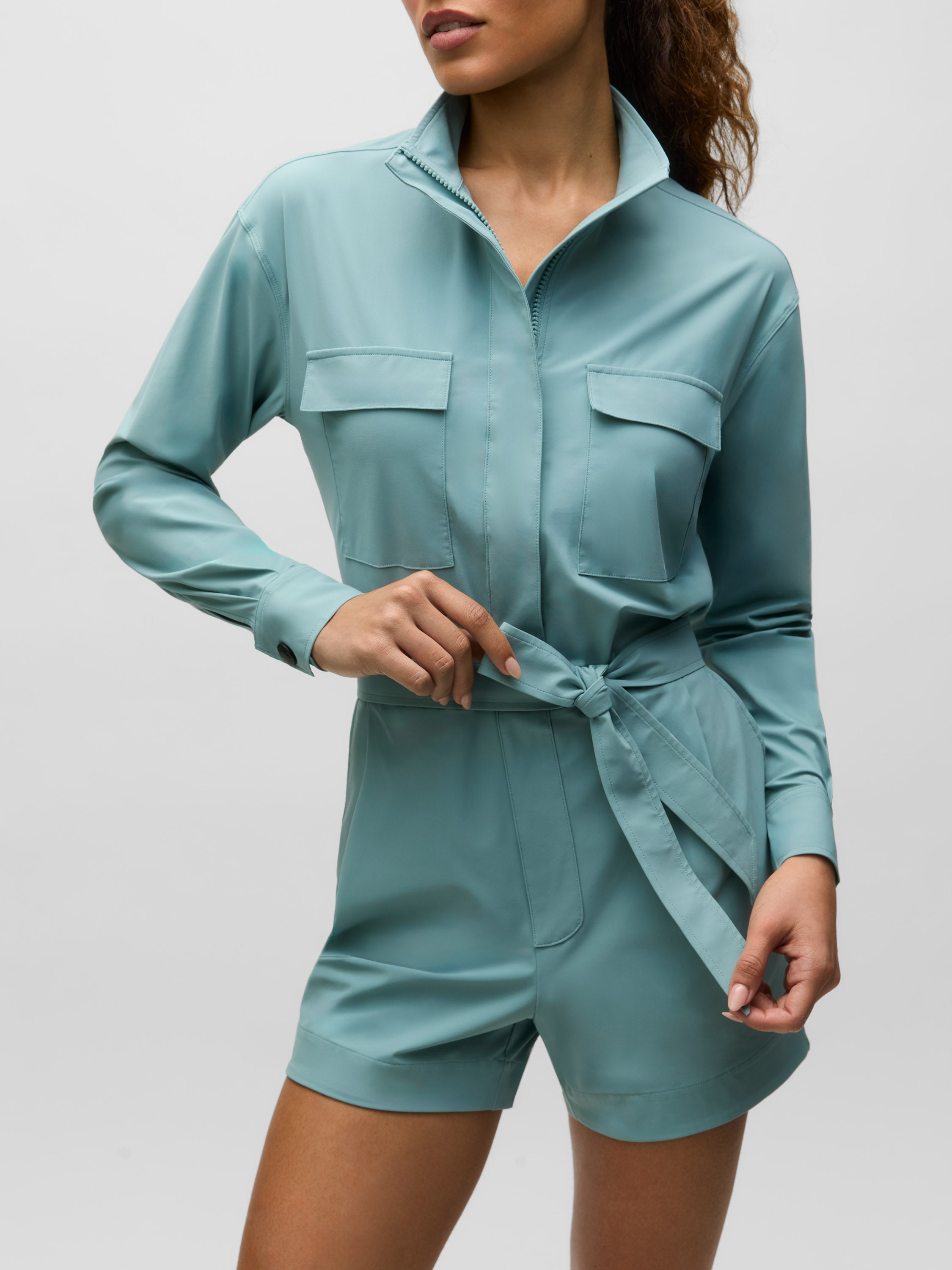 Womens Phoenix Romper - Performance Belted Romper | Greyson Clothiers