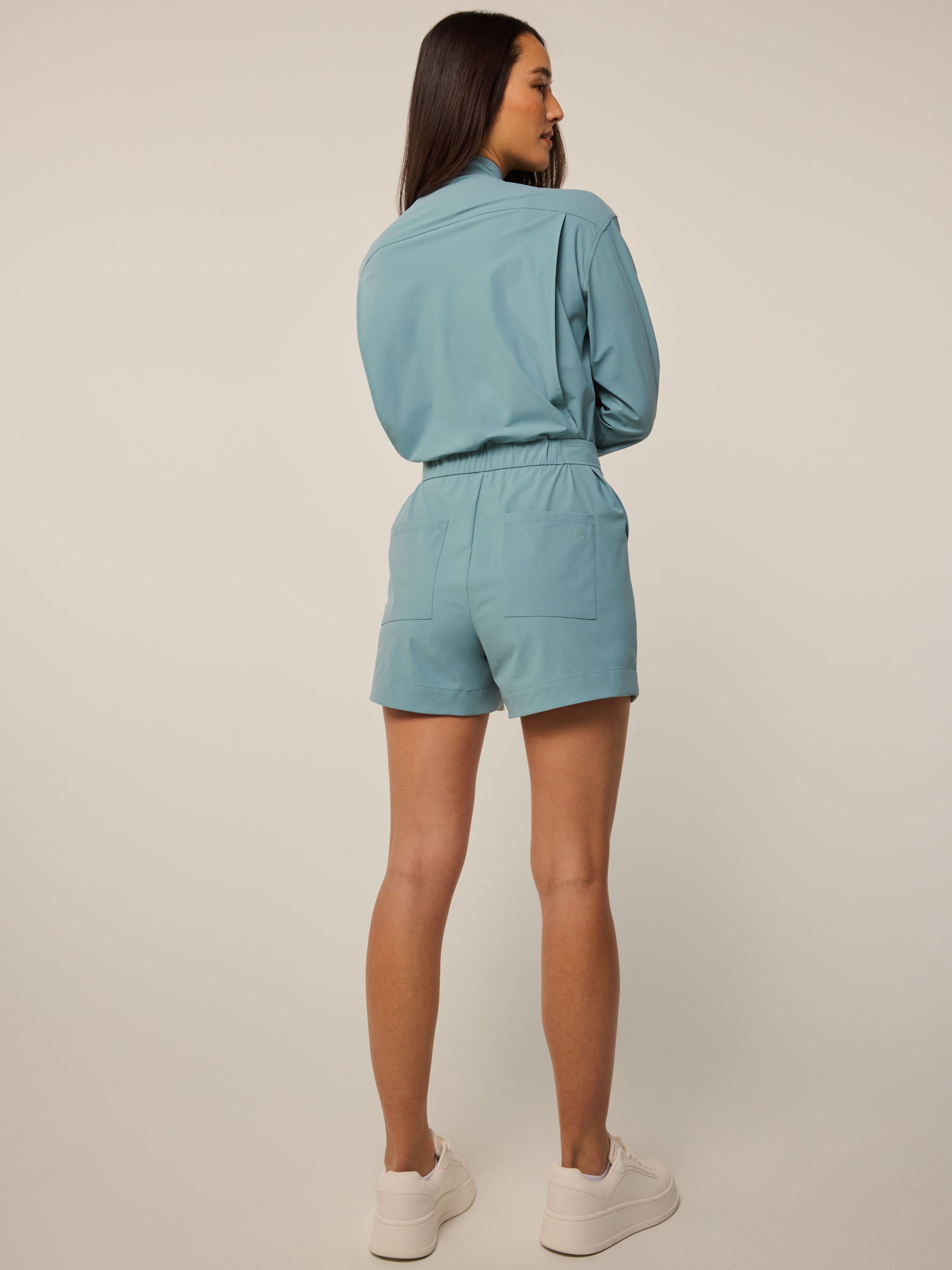 Womens Phoenix Romper - Performance Belted Romper | Greyson Clothiers