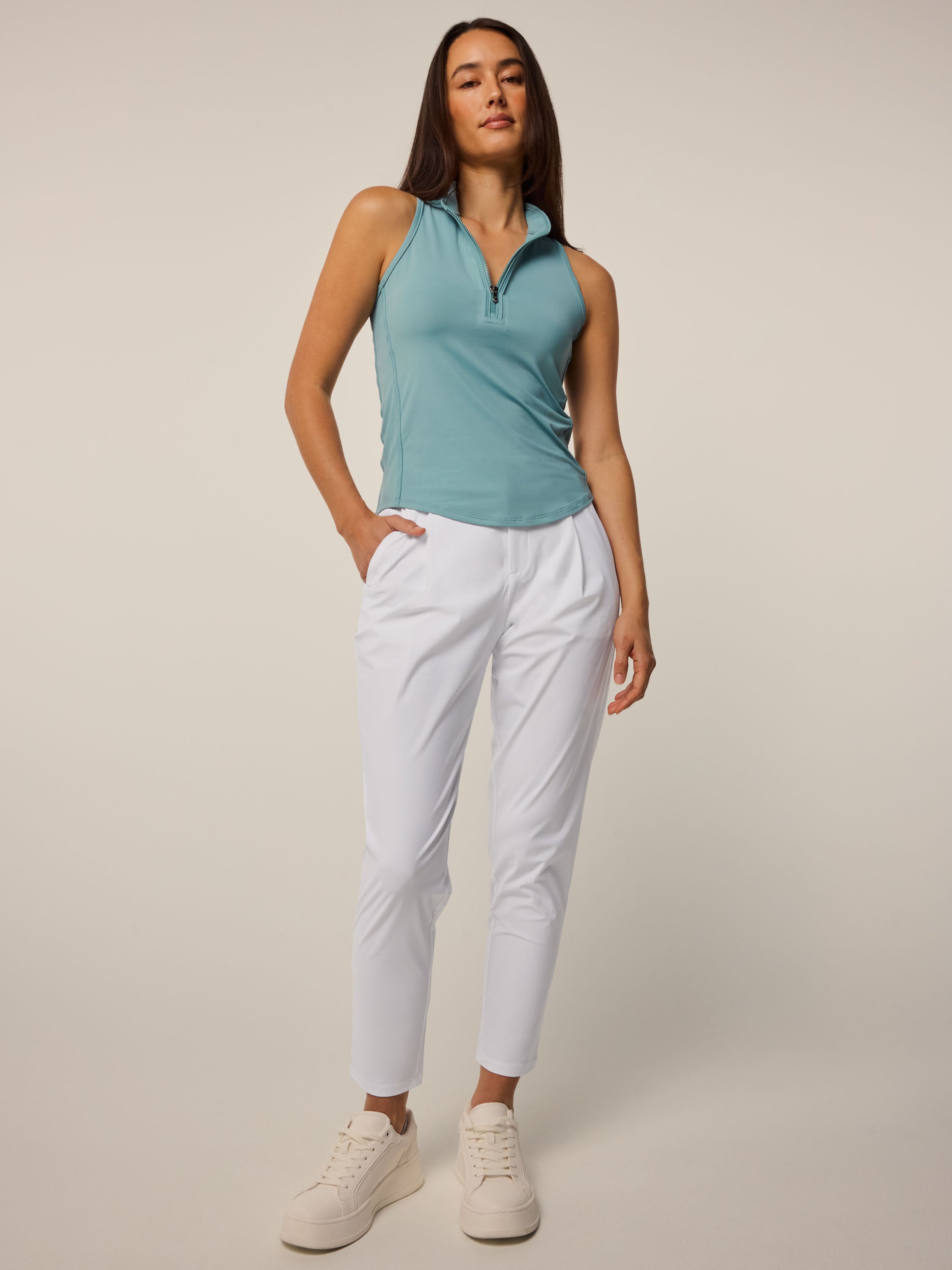 Womens Phoenix Pleated Trouser - Cropped Stretch Dress Sport Pant