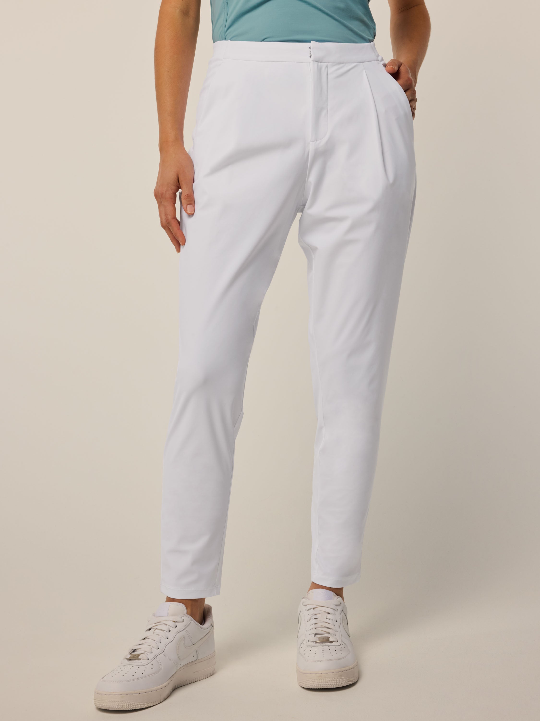 Womens Phoenix Pleated Trouser - Cropped Stretch Dress Sport Pant