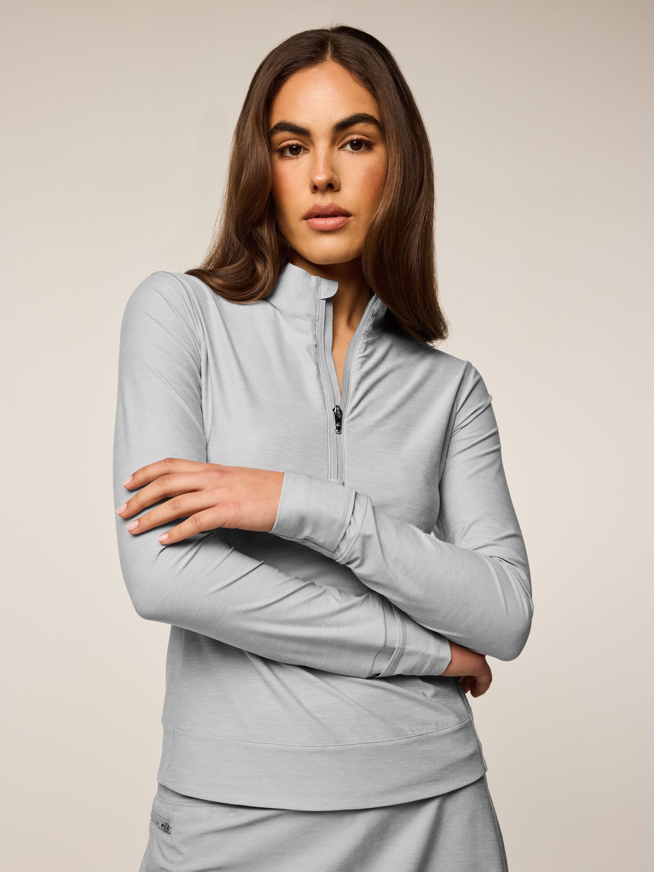 Womens Halley Melange Quarter-Zip - Lightweight Athletic