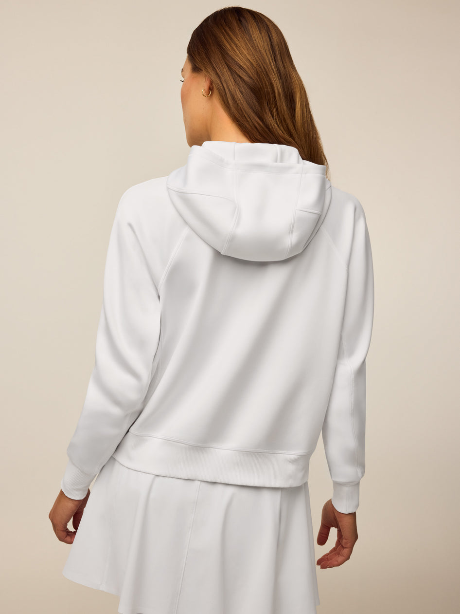 Greyson Clothiers Nash Half-Zip Hoodie in Arctic - Back View, Hood & Ribbed Hem Detail | Greyson Clothiers