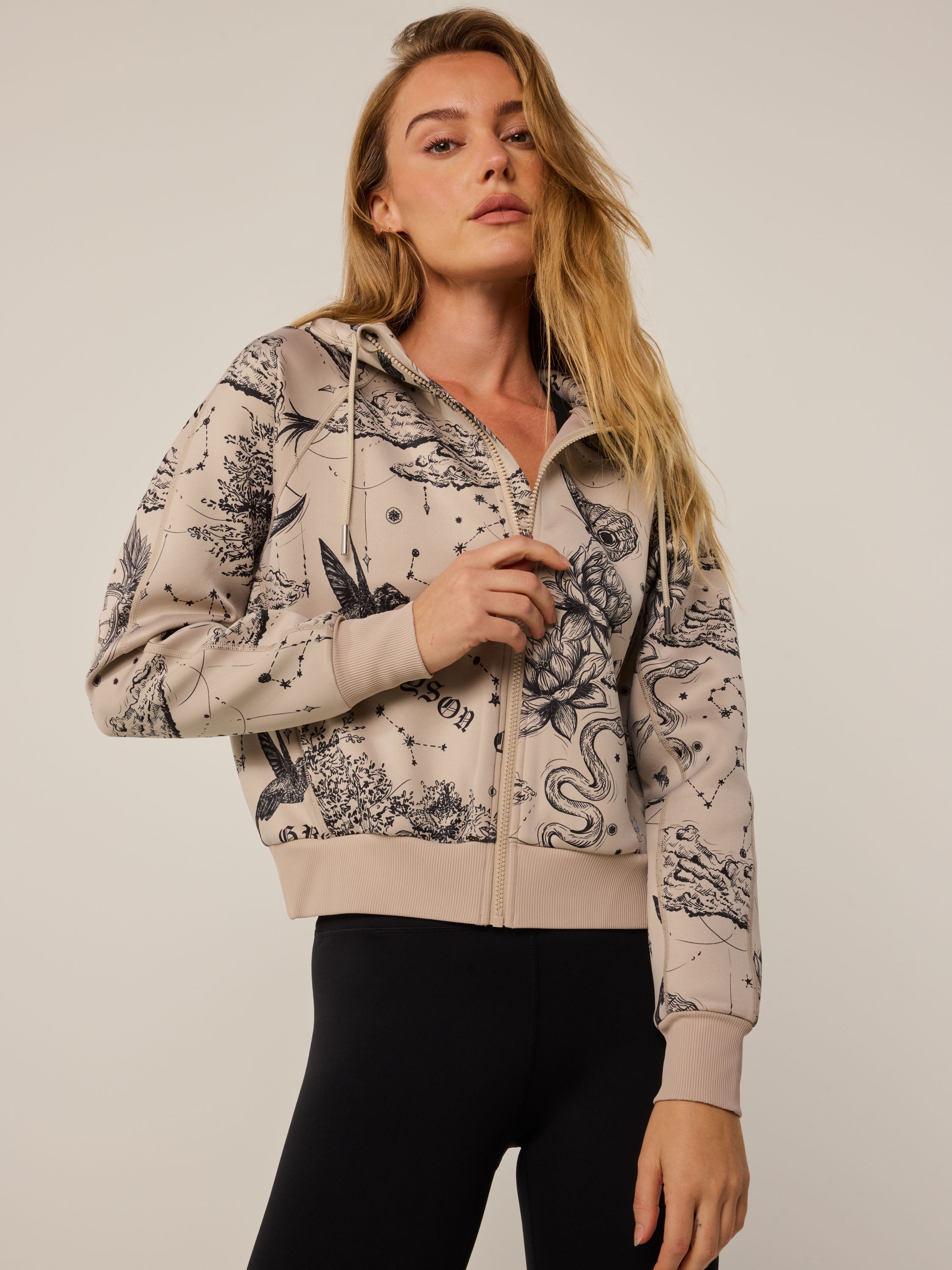 Womens Moon Diamond Kristina Full-Zip Hoodie - Midweight Cropped