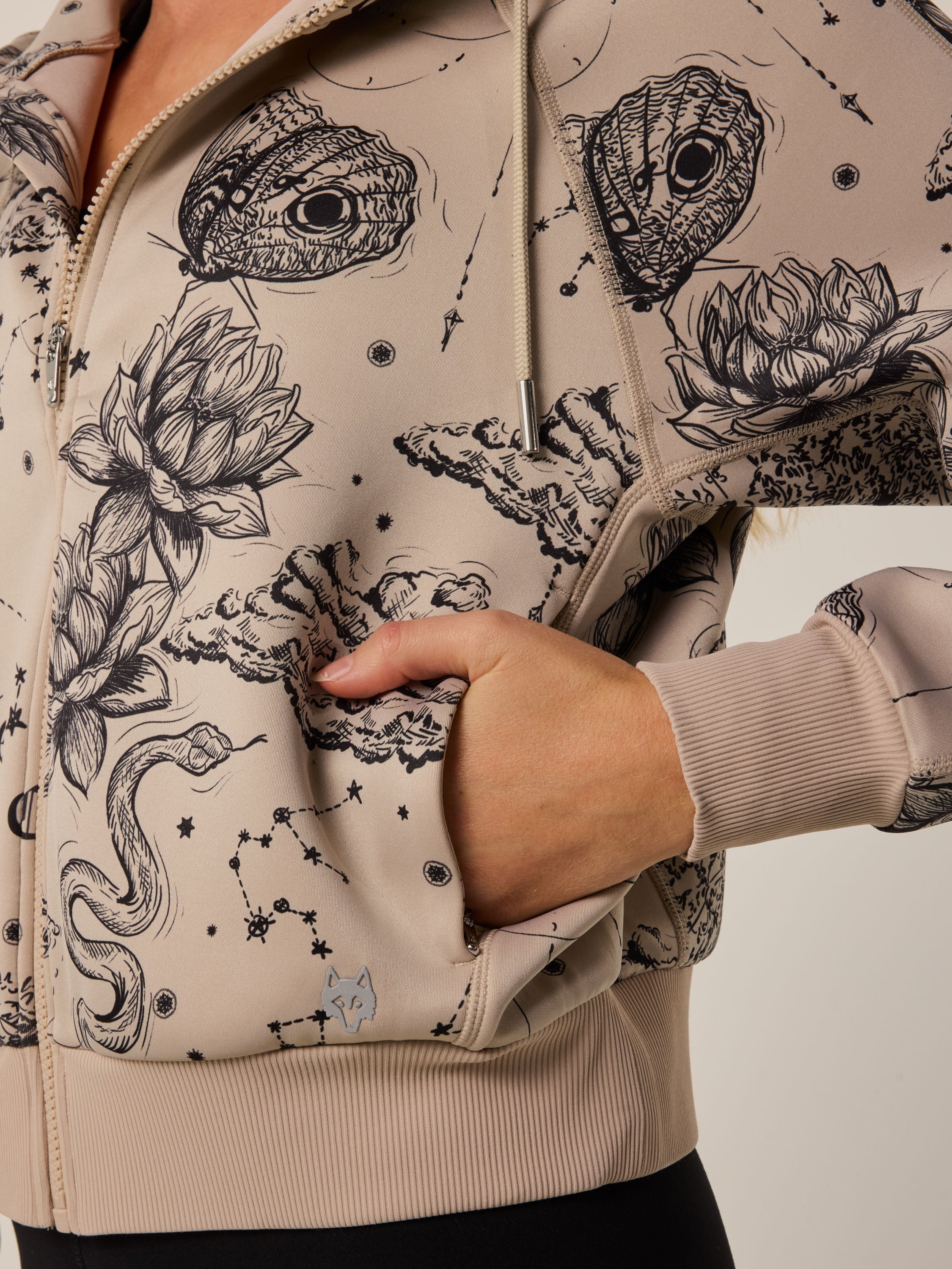 Womens Moon Diamond Kristina Full-Zip Hoodie - Midweight Cropped