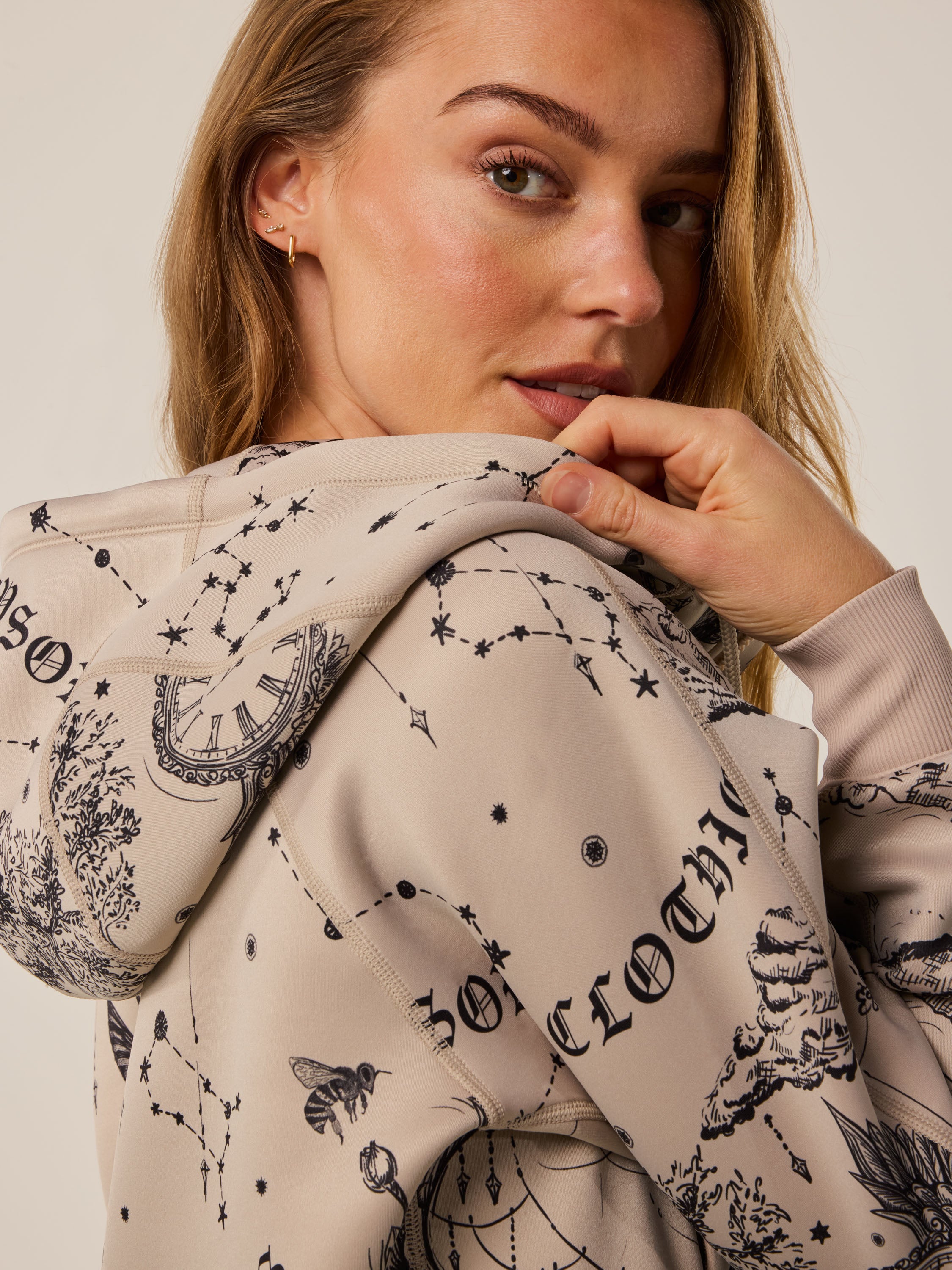 Womens Moon Diamond Kristina Full-Zip Hoodie - Midweight Cropped