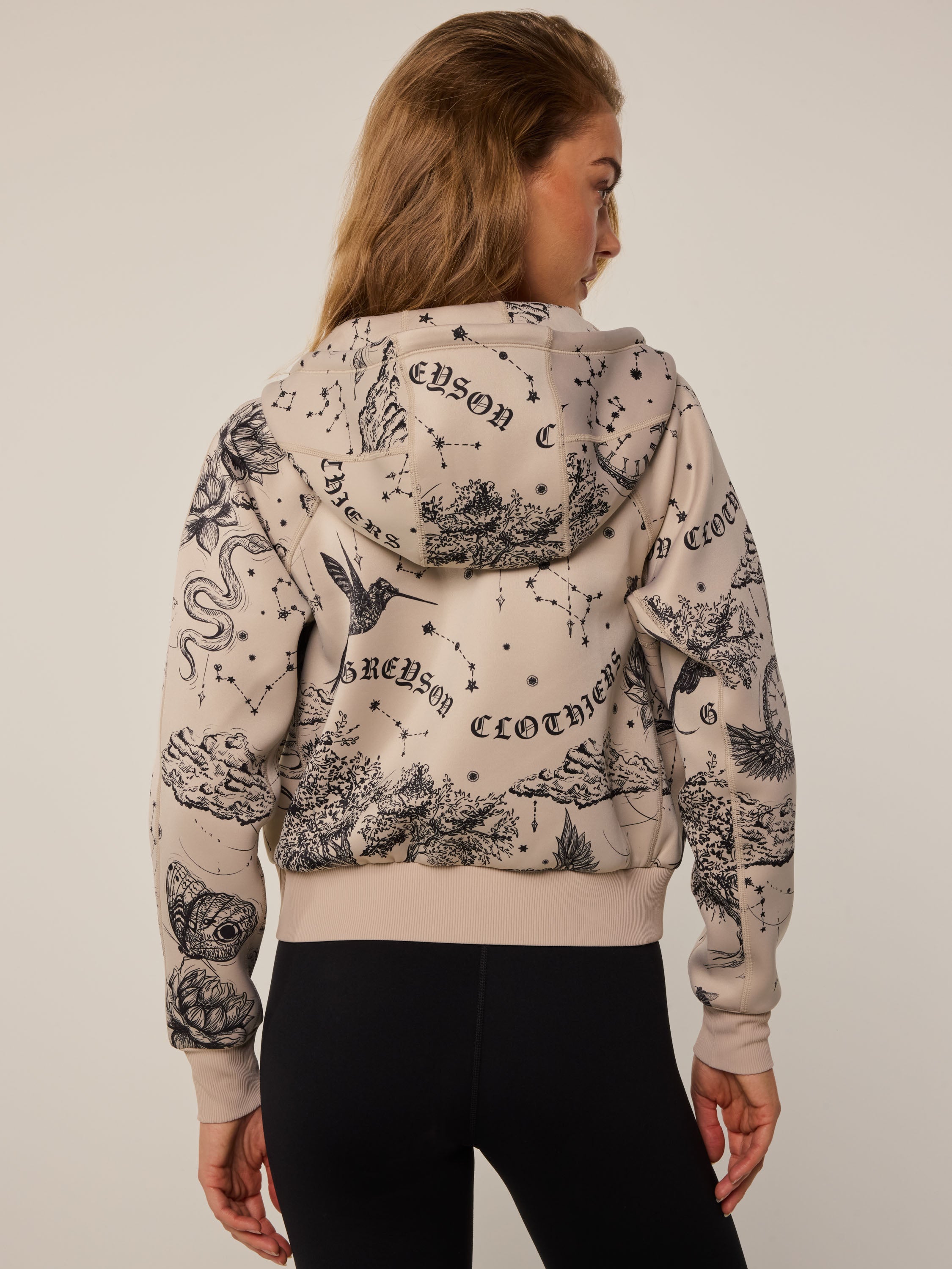 Womens Moon Diamond Kristina Full-Zip Hoodie - Midweight Cropped