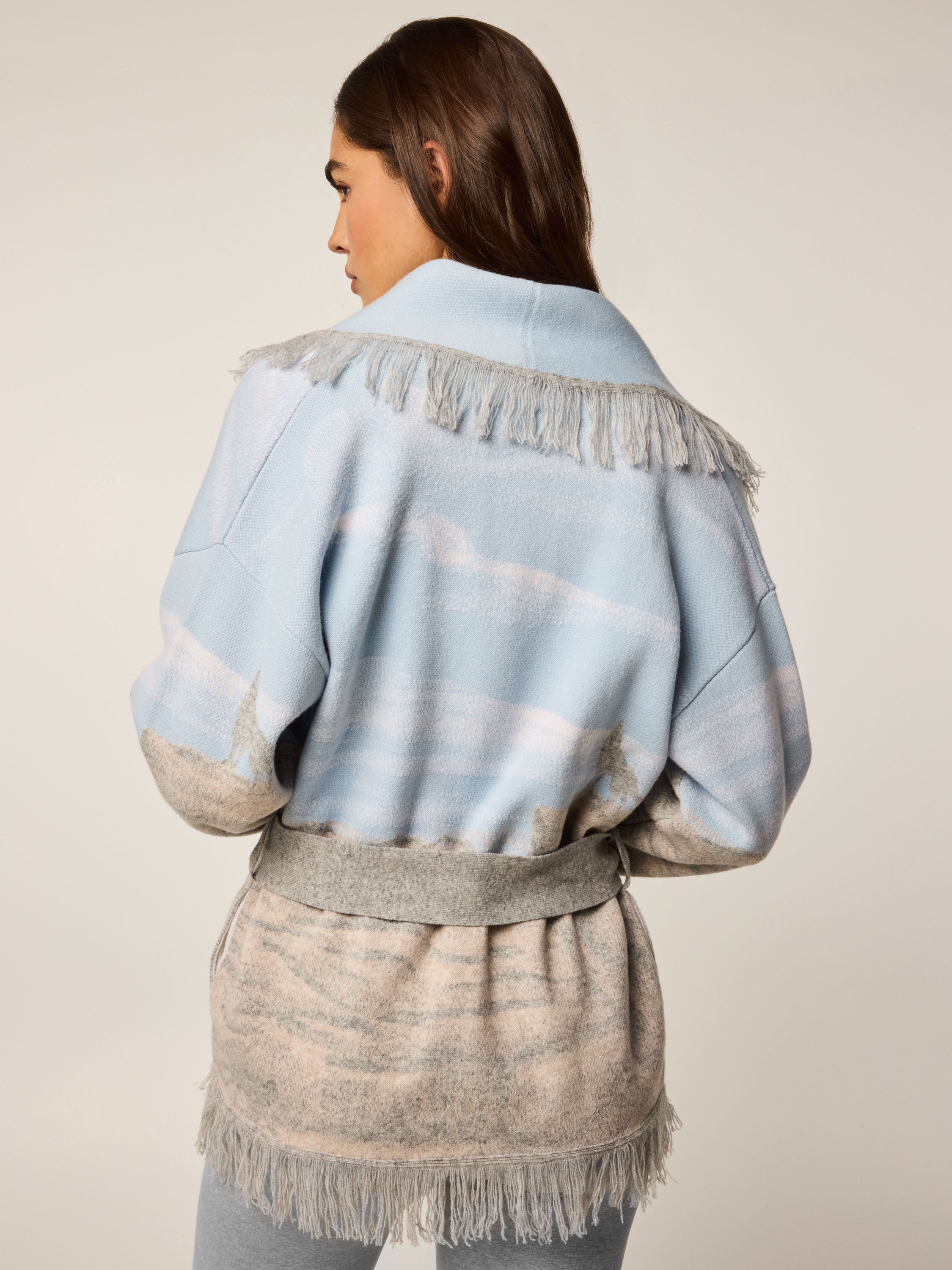 Womens Wolf Canyon Odin Cardigan - Wool-Cashmere Fringe Belted