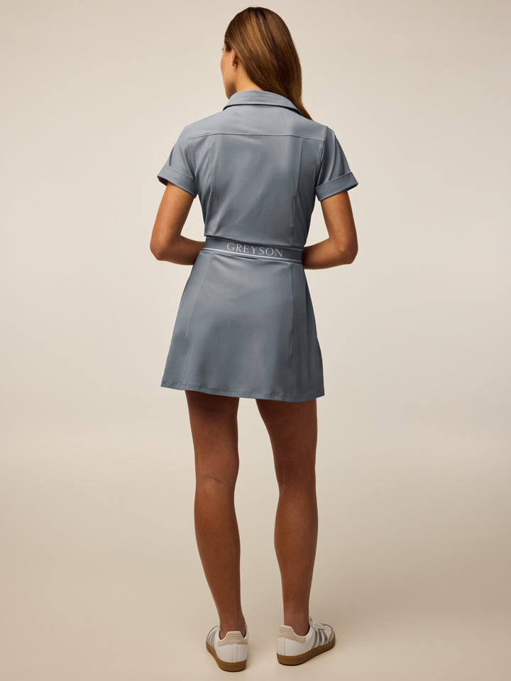 Greyson Womens Phoenix Belted Shirt Dress Bluestone M