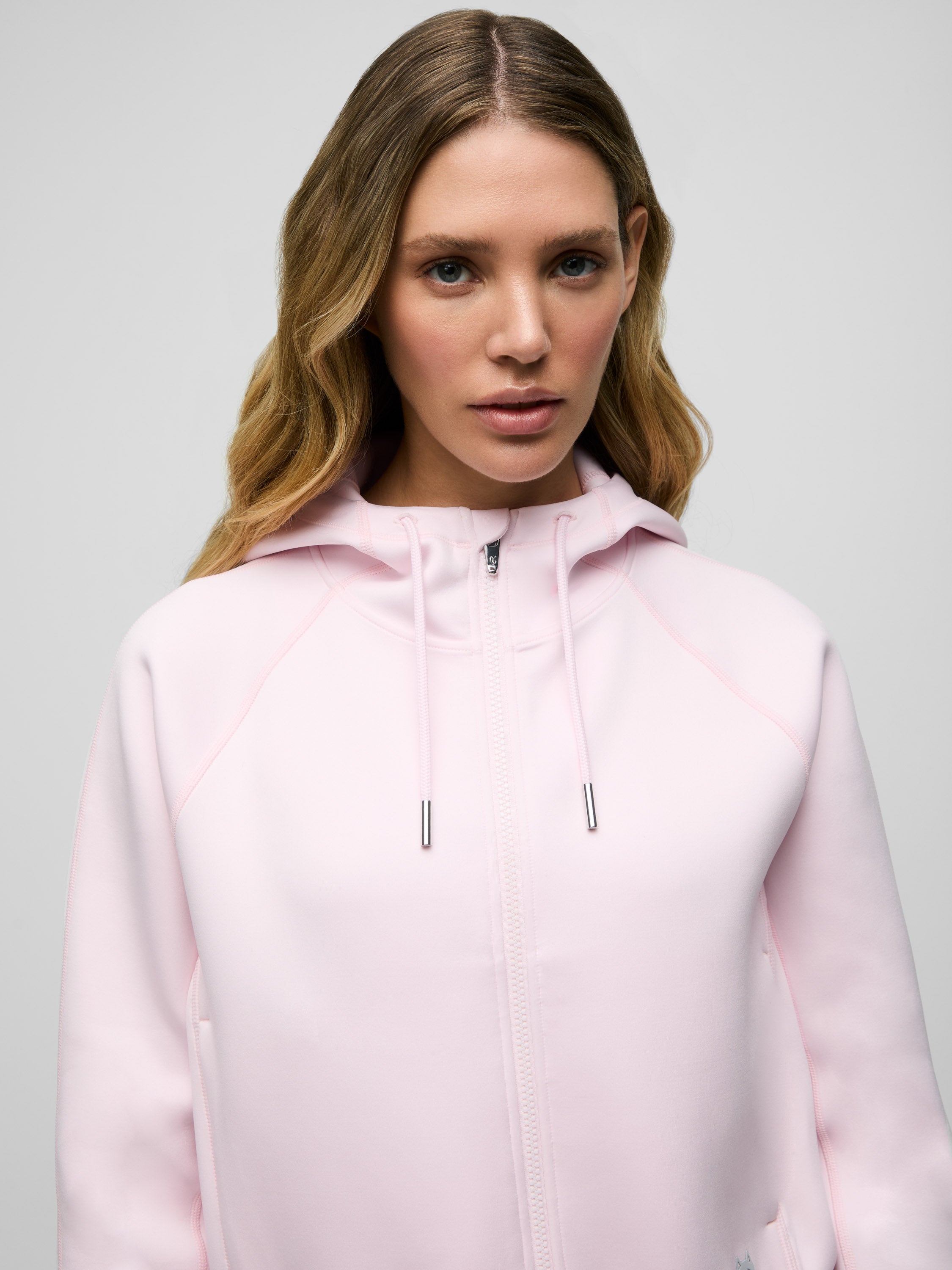 ボーダーズアットバルコニー ZIP UP HOODIE 36 さくらいろ Womens Kristina Full-Zip Hoodie - Midweight Cropped Athletic