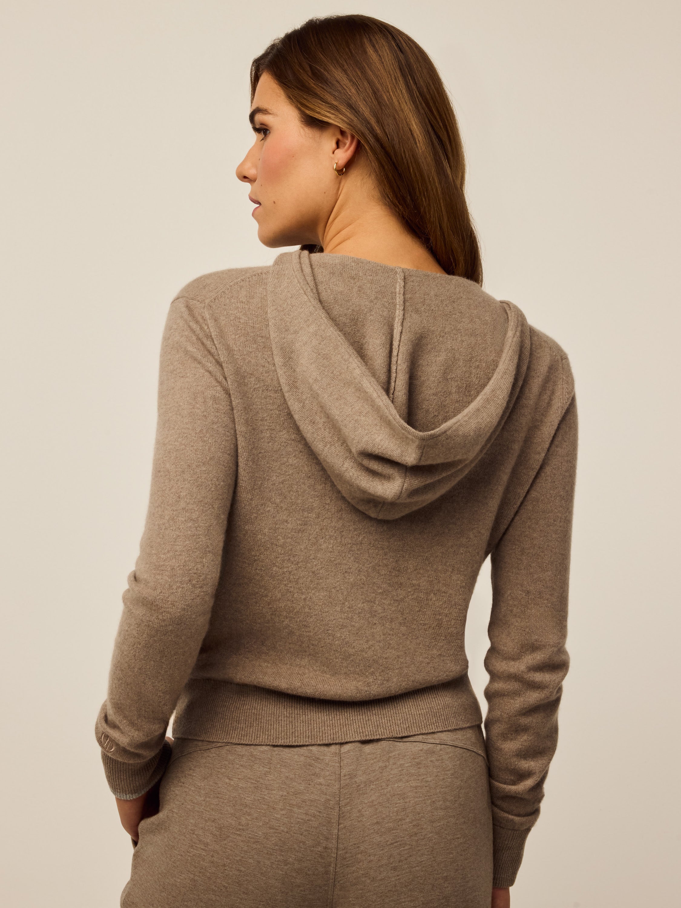 Womens Koko Full-Zip Hoodie - Wool-Cashmere Zip-Up Cardigan