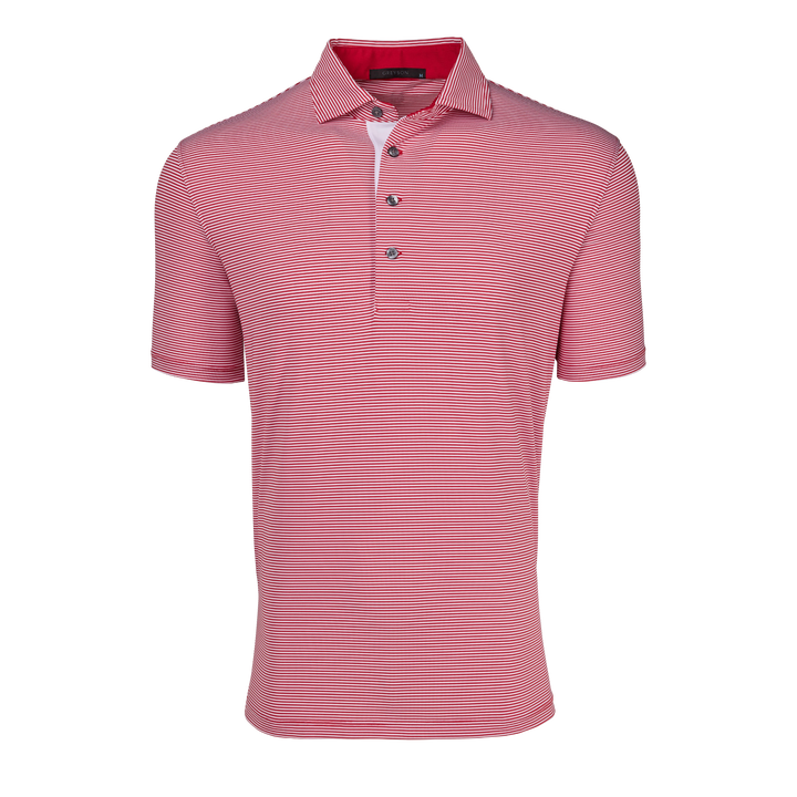 Mens Saranac Short Sleeve Polo - Performance Striped Polo