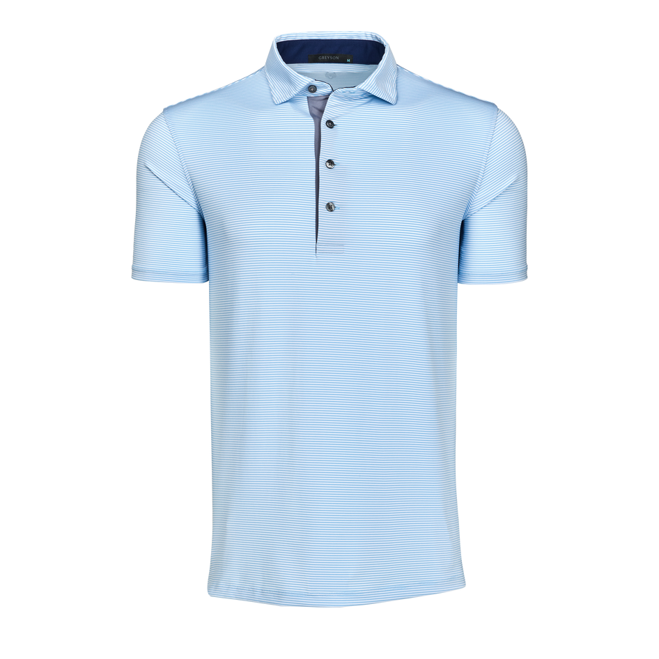 Mens Saranac Short Sleeve Polo - Performance Striped Polo with