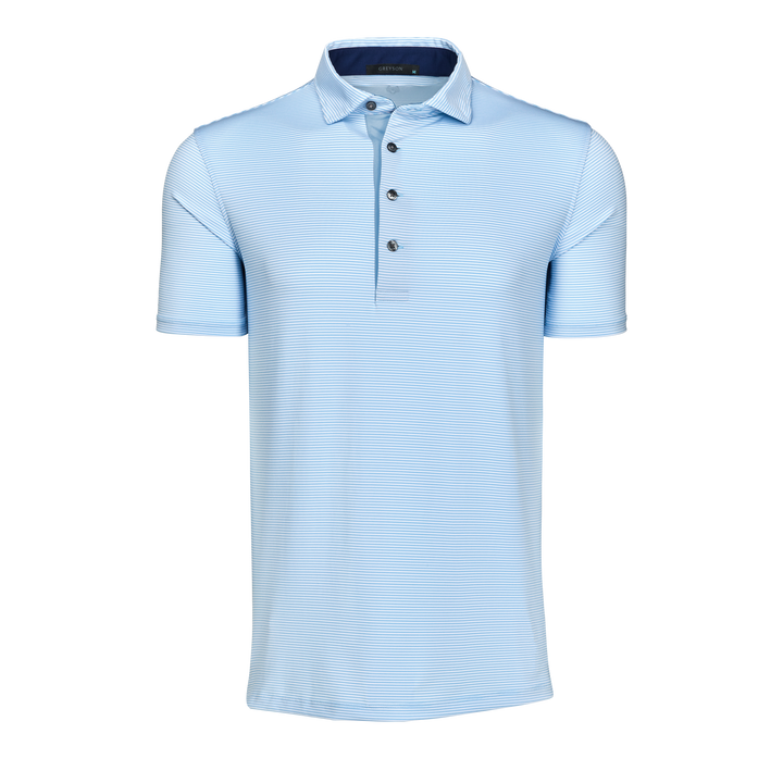 Mens Saranac Short Sleeve Polo - Performance Striped Polo with