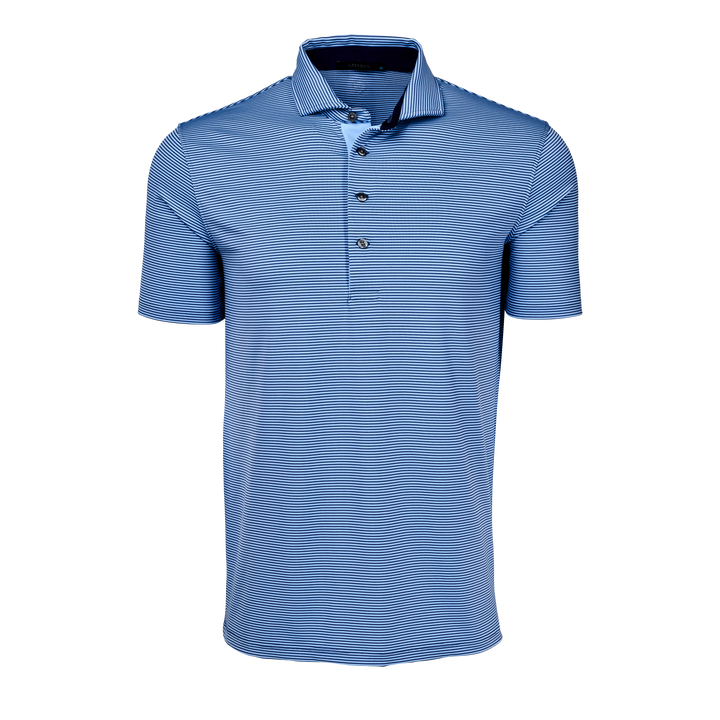 Mens Saranac Short Sleeve Polo - Performance Striped Polo with
