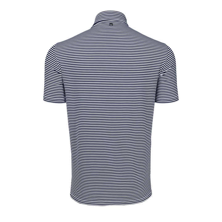 Mens Quogue Short Sleeve Polo - Performance Striped Polo with Self