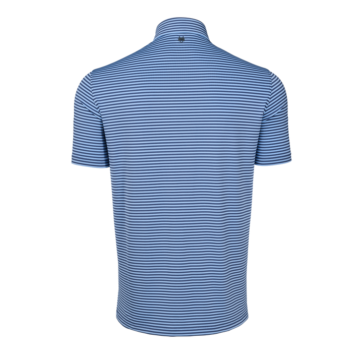Mens Quogue Short Sleeve Polo - Performance Striped Polo with Self