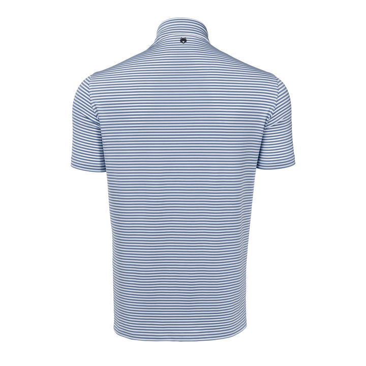 Mens Quogue Short Sleeve Polo - Performance Striped Polo with Self