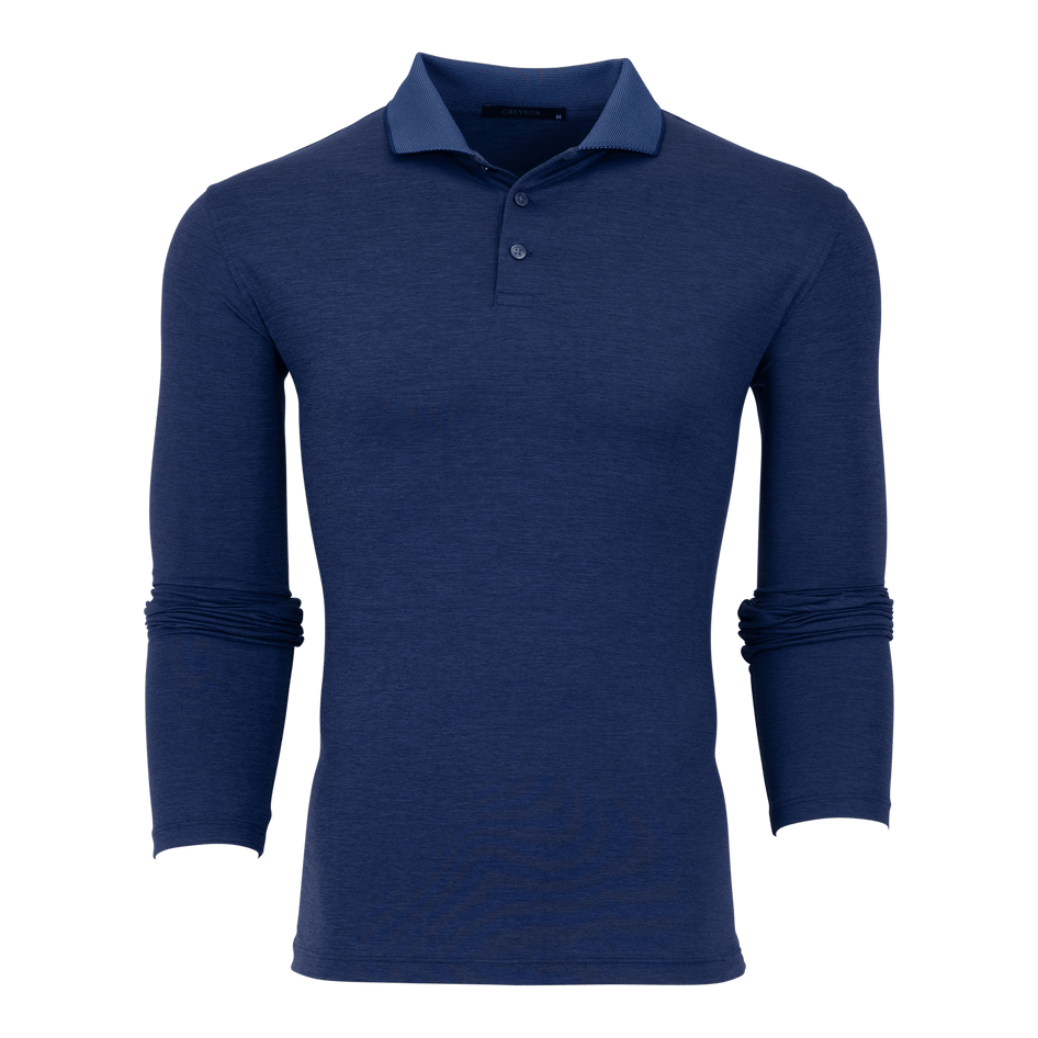 Mens Solid Long Sleeve Guide Sport Long Sleeve Polo Greyson Clothiers
