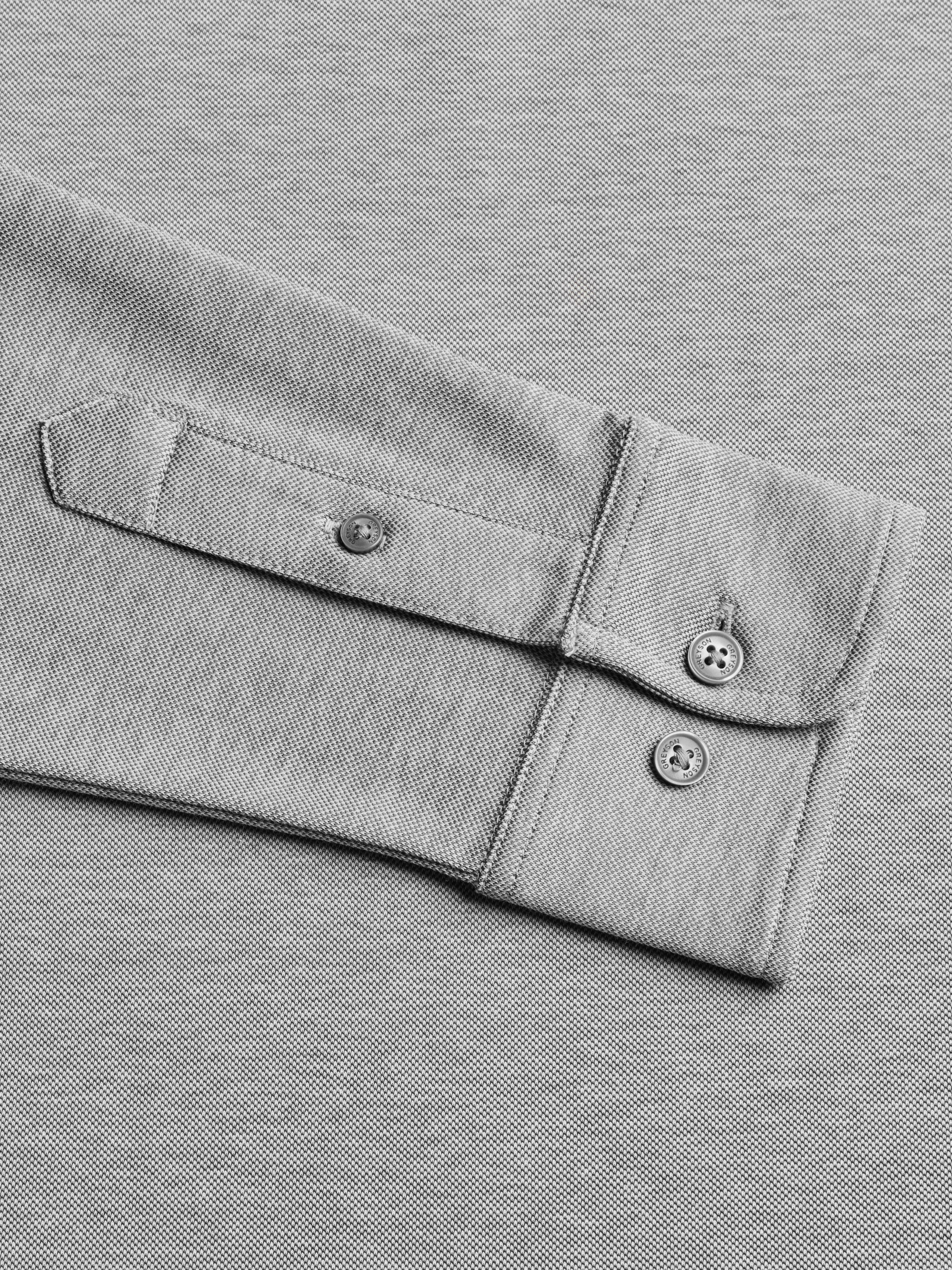 Mens Omaha Long Sleeve Polo - Cotton Blend Pique Polo with Spread