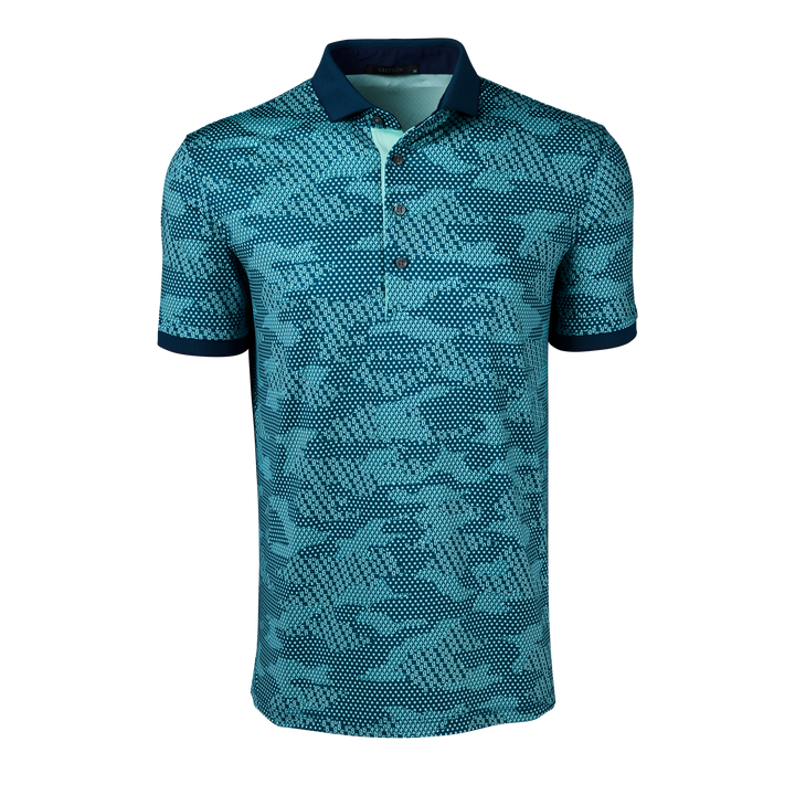 Mens Icon Camo Short Sleeve Polo - Performance Printed Polo with Mens Icon Camo Short Sleeve Polo - Performance Printed Polo with
