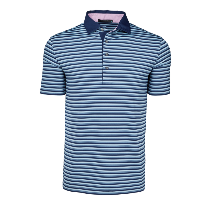 Mens Teton Short Sleeve Polo - Striped Lightweight Performance