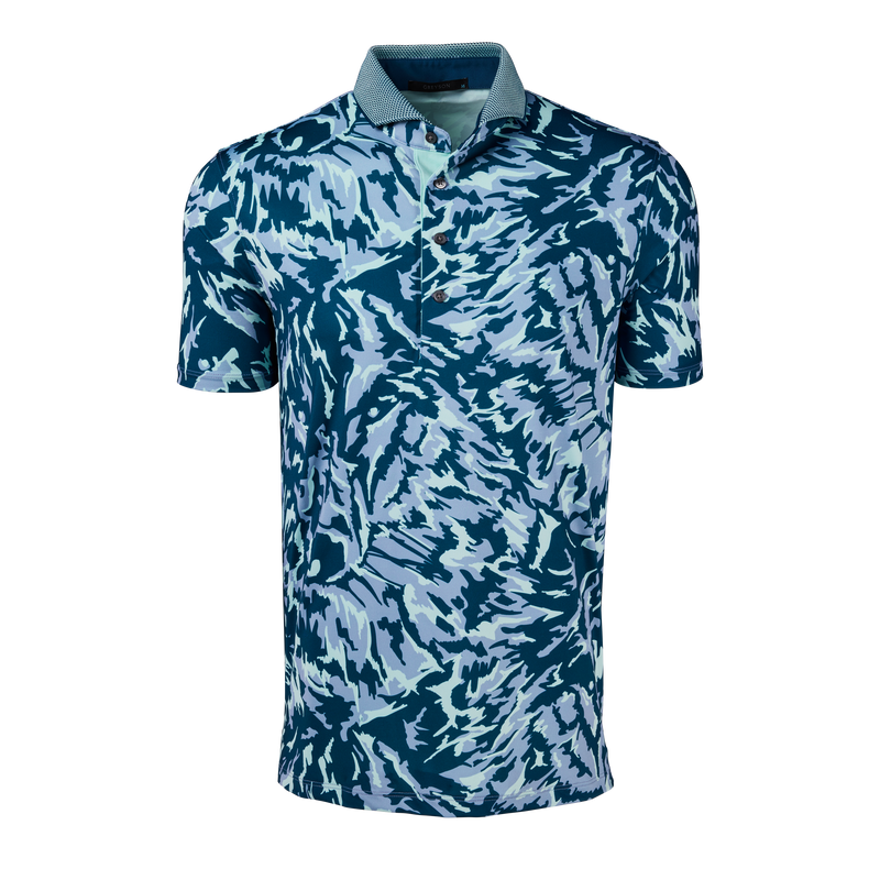 【新品】GREYSON グレイソン 半袖 ポロシャツ ゴルフ ウェア L 水色 メンズ GREYSON グレイソン 半袖ポロシャツ 水色 柄