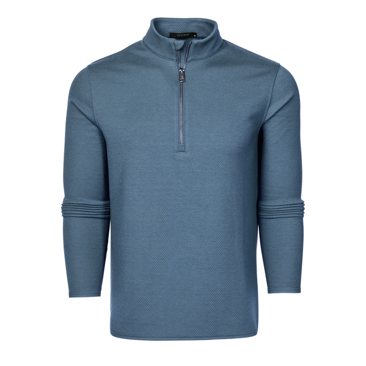 MADNIGHT スウェットシャツ (Bluish Gray) XLサイズ Mens Troy Quarter-Zip - Midweight Textured Fleece Quarter-Zip
