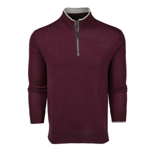 Merlot Merino Wool Saratoga Quarter-Zip Sweater - Front View | Greyson Clothiers