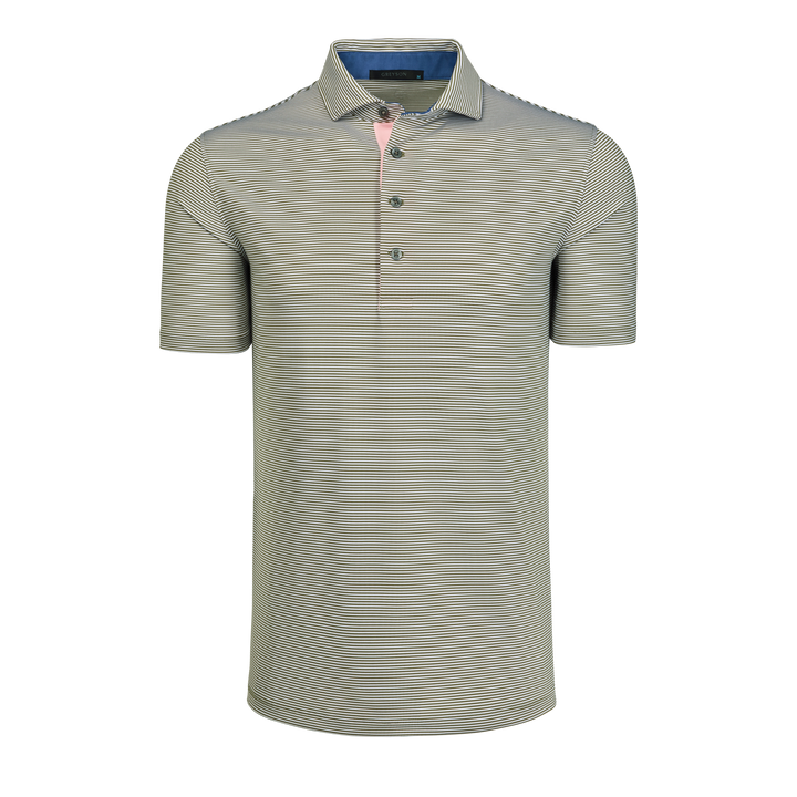 Mens Saranac Short Sleeve Polo - Performance Striped Polo with