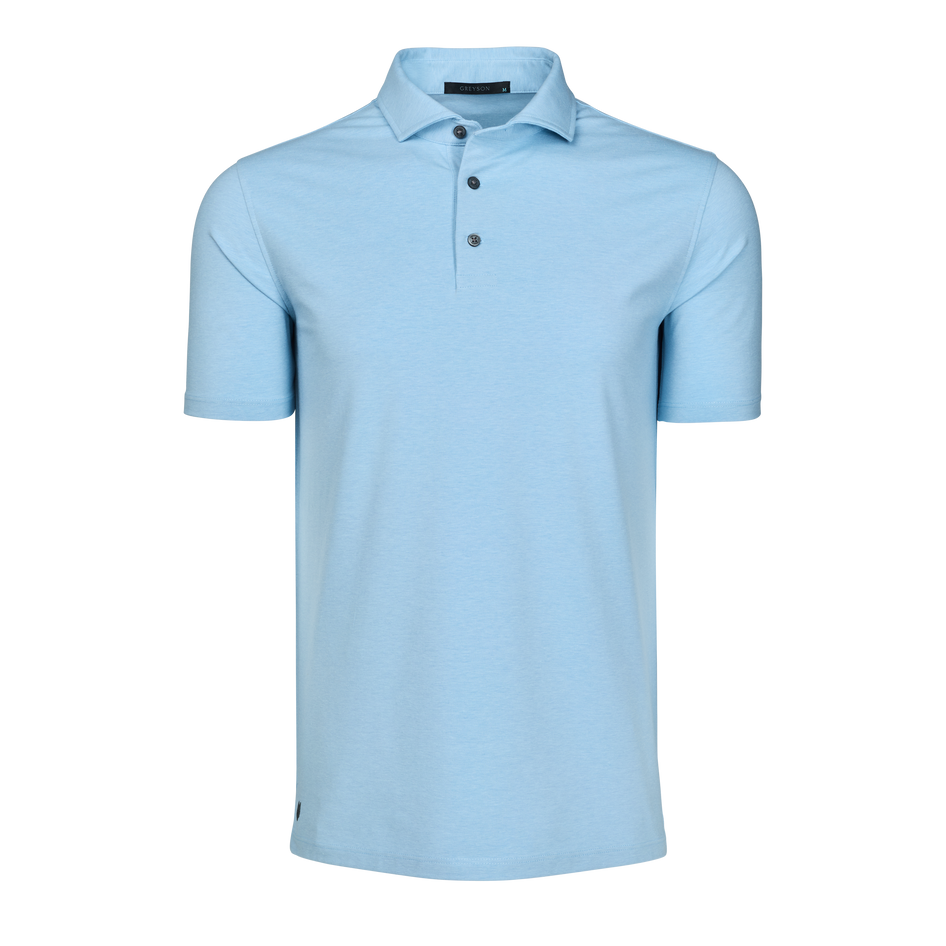 Wolf Blue Pima Cotton Foundry Short Sleeve Golf Polo - Front View | Greyson Clothiers