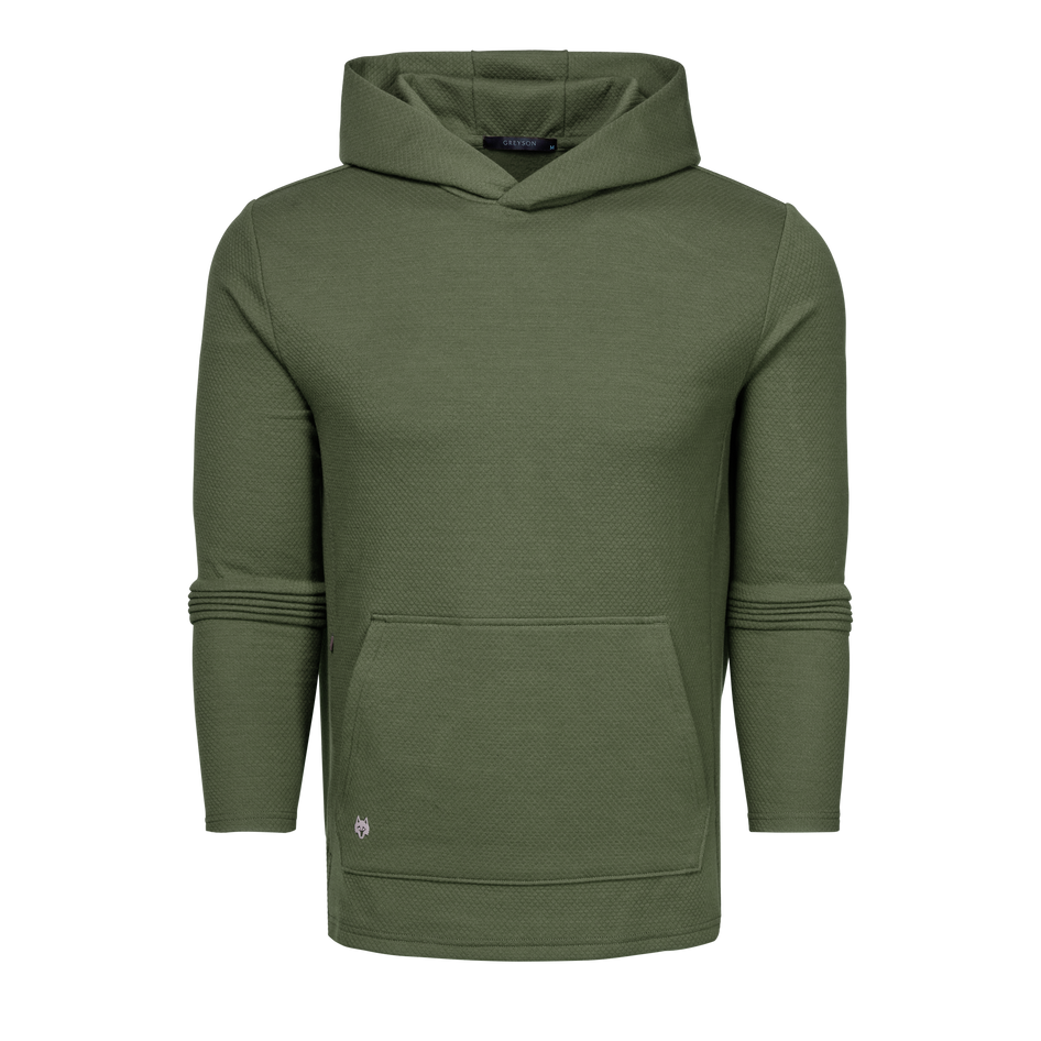 Midnight Falcon Olive Textured Fleece Golf Hoodie - Front View | Greyson Clothiers