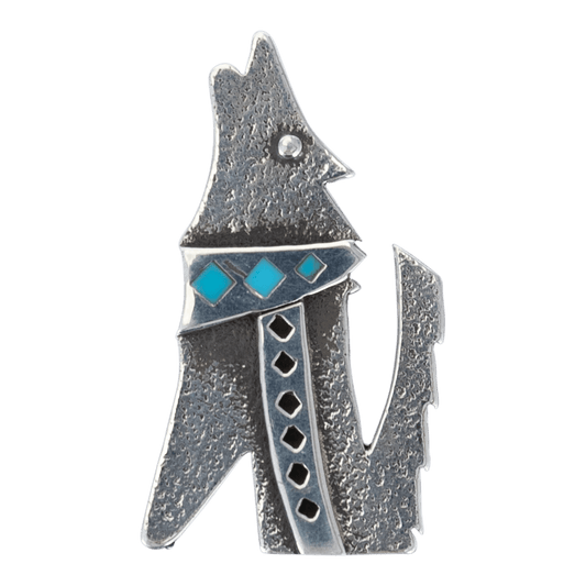 Silver Howling Wolf Pin