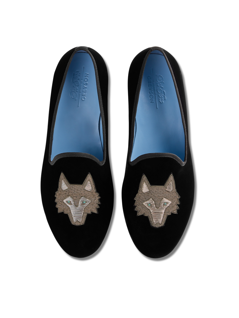 Greyson x Del Toro Men's Icon Wolf Velvet Slipper