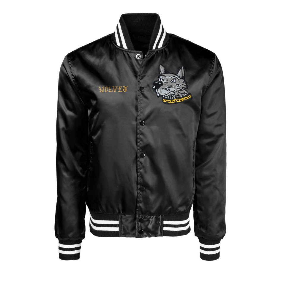 Gold Wolves Satin Varsity Jacket