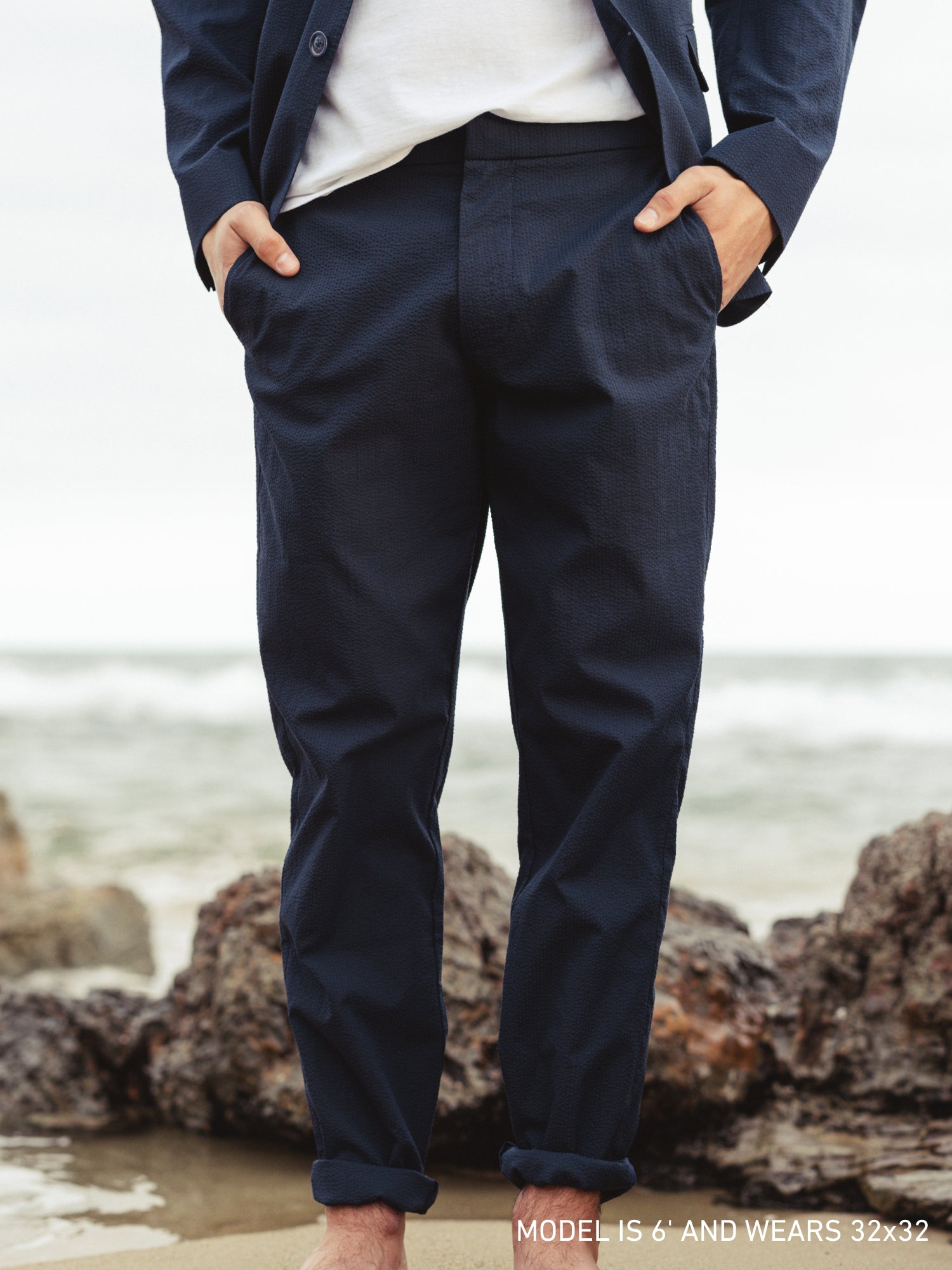Mens Rhodes Seersucker Pant - Lightweight Relaxed Resort Pant