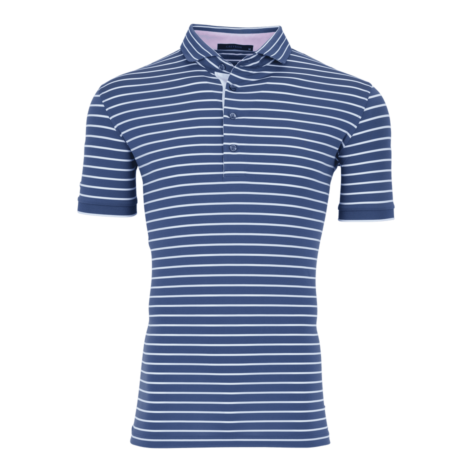 Greyson Golf Polo Performance Shirt Mens 2XL Moisture Wicking Blue Pink authentic Striped