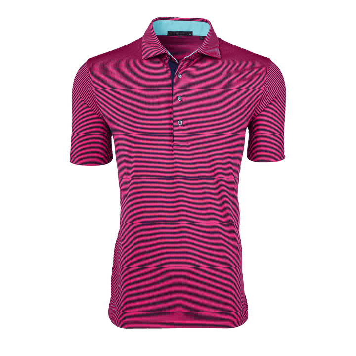 Mens Saranac Short Sleeve Polo - Performance Striped Polo