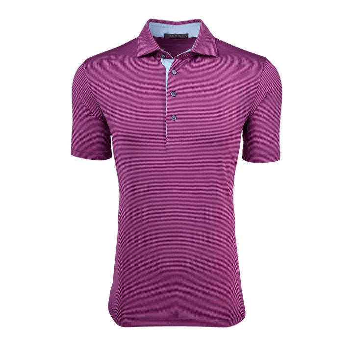 Mens Saranac Short Sleeve Polo - Performance Striped Polo