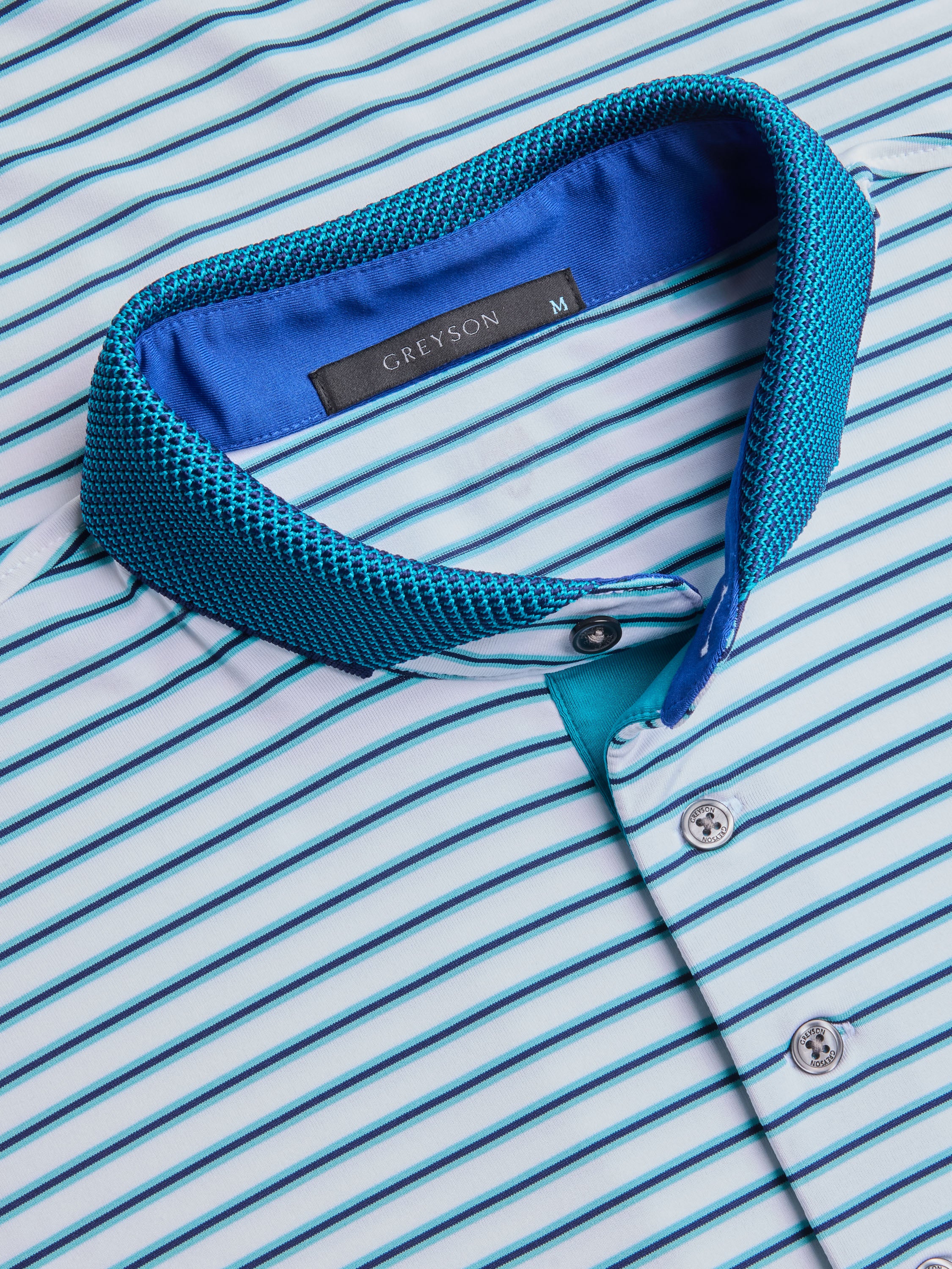 Mens Arenal Short Sleeve Polo - Performance Striped Polo with Knit