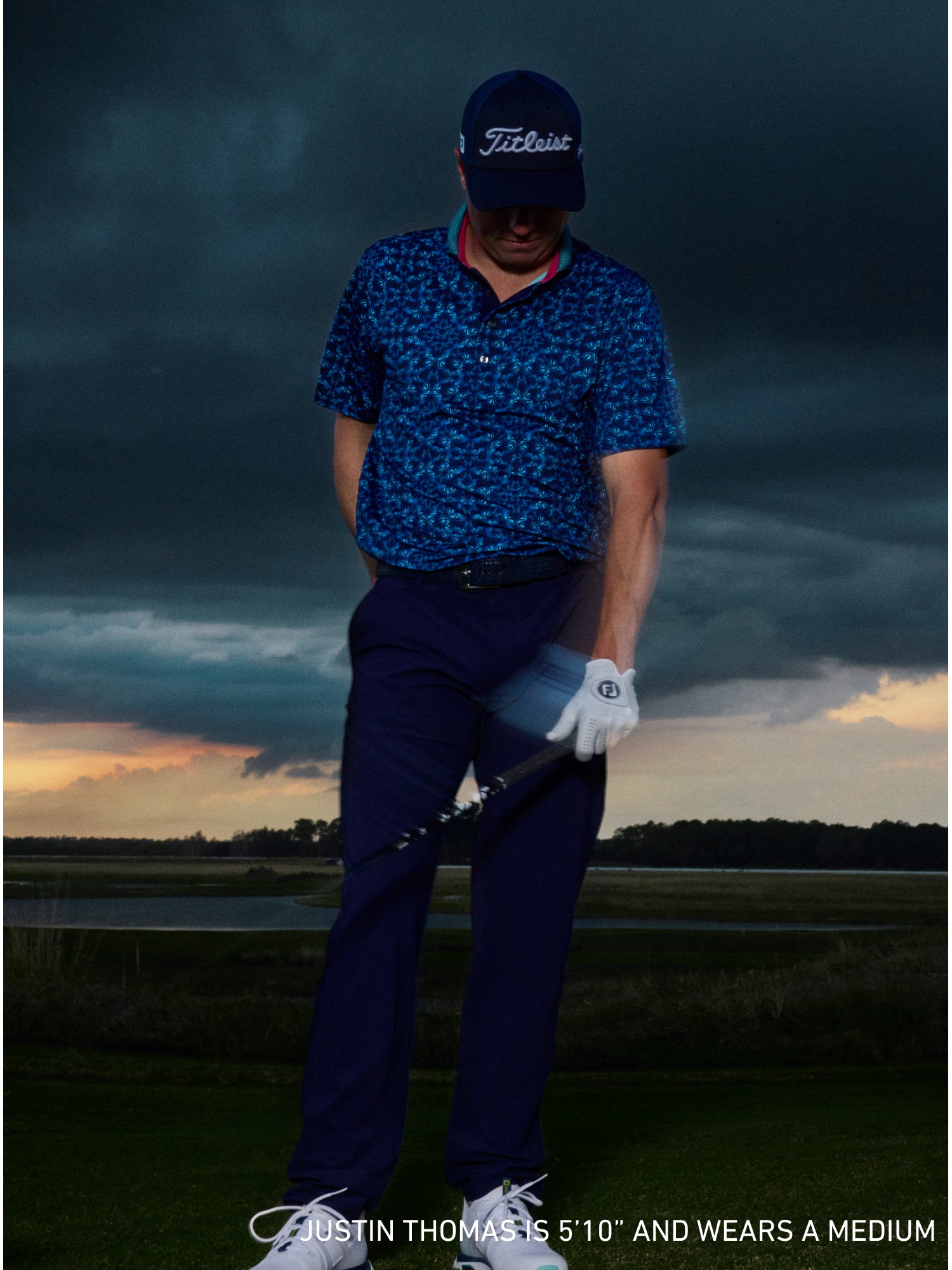 GREYSON 青い馬プリント ポロシャツ Mens Blue Migration Short Sleeve Polo - Performance Printed