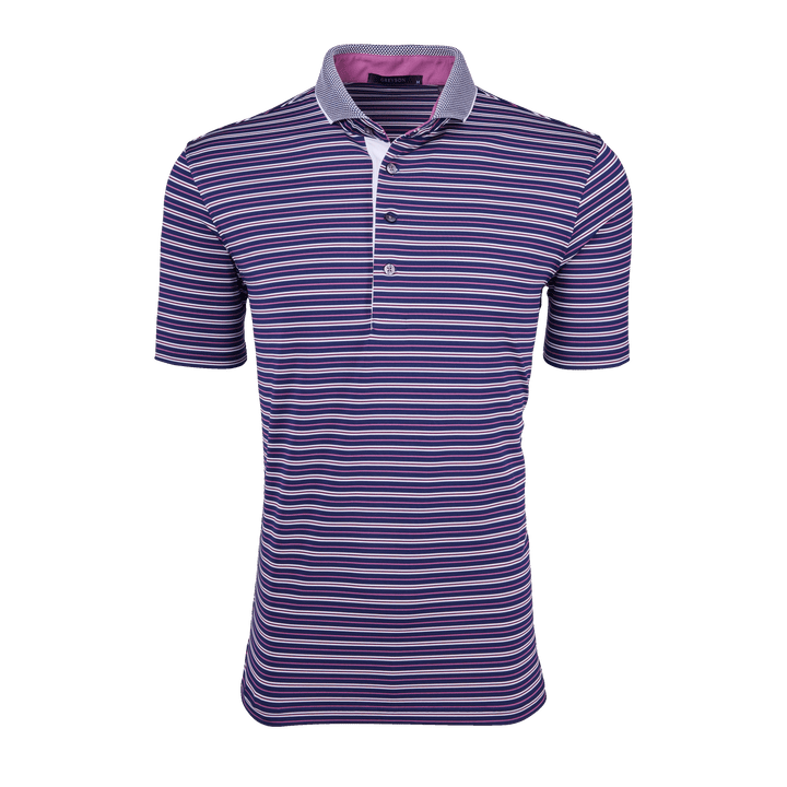 Mens Moab Short Sleeve Polo - Performance Striped Polo with Mens Moab Short Sleeve Polo - Performance Striped Polo with