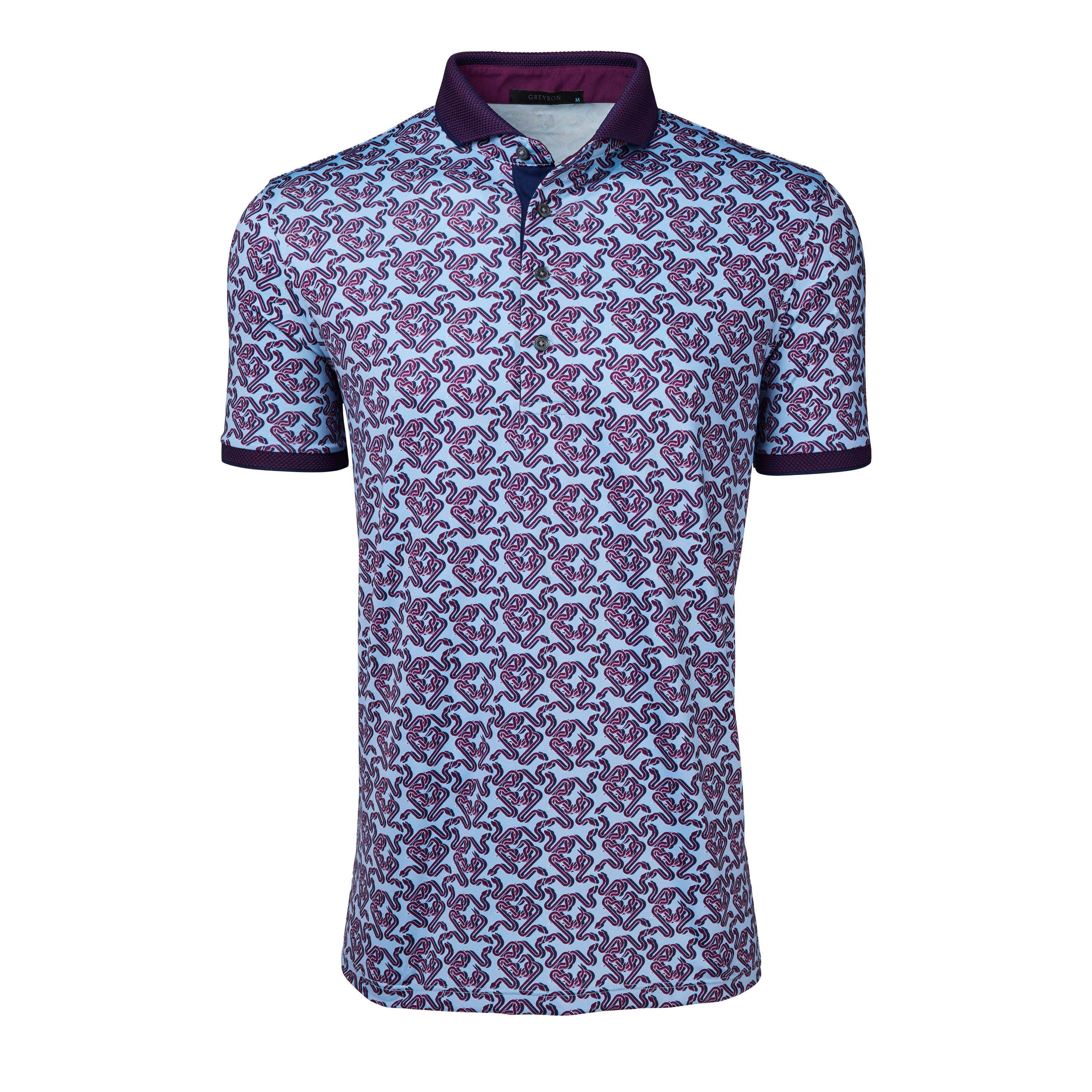 Mens Printed Short Sleeve Intertwined Polo