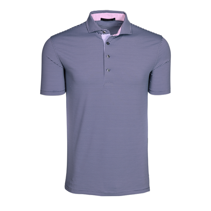 Mens Saranac Short Sleeve Polo - Performance Striped Polo with