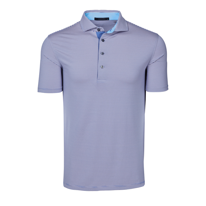 Mens Saranac Short Sleeve Polo - Performance Striped Polo with