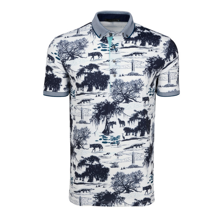 Mens Angel Oak Short Sleeve Polo - Performance Printed Polo with