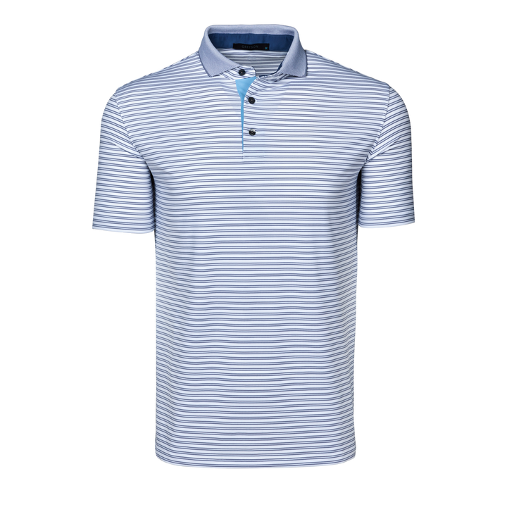 Mens Winoka Short Sleeve Polo - Performance Striped Polo with Knit