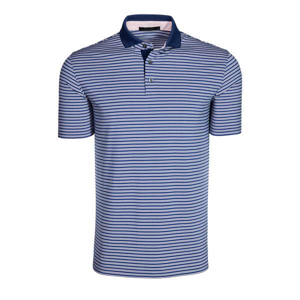 Mens Winoka Short Sleeve Polo - Performance Striped Polo with Knit