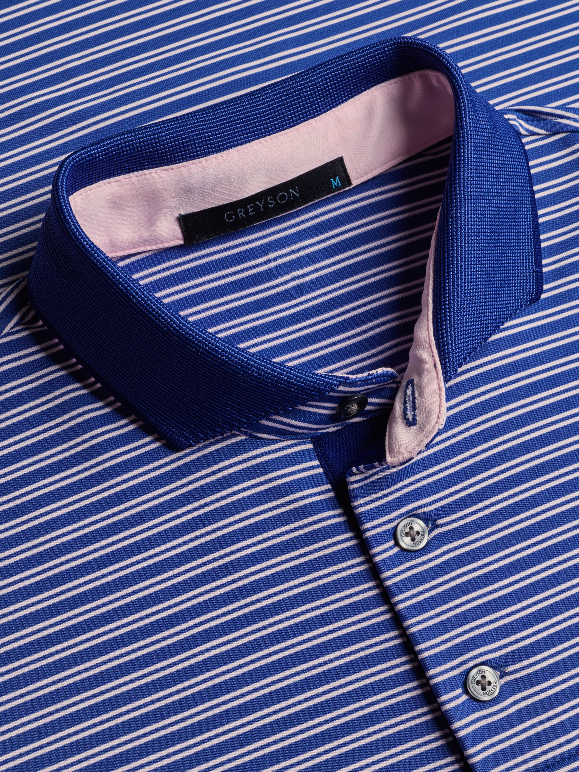 Mens Winoka Short Sleeve Polo - Performance Striped Polo with Knit